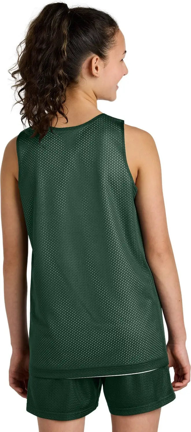 Sport-tek Yst5000 Youth Posicharge Reversible Mesh Tank - Forest Green White