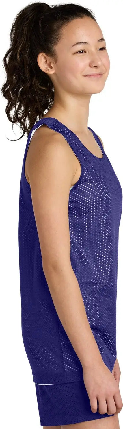 Sport-tek Yst5000 Youth Posicharge Reversible Mesh Tank - Purple White