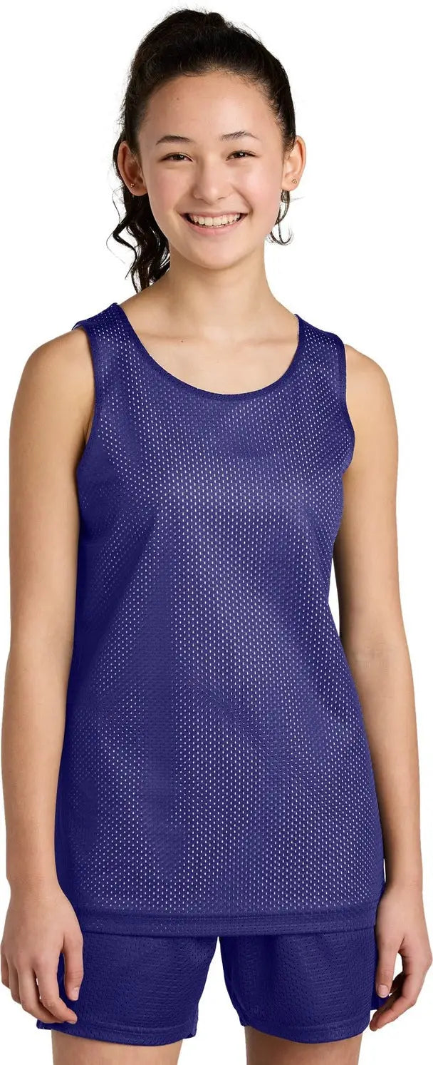 Sport-tek Yst5000 Youth Posicharge Reversible Mesh Tank - Purple White - Purple/ / Xs
