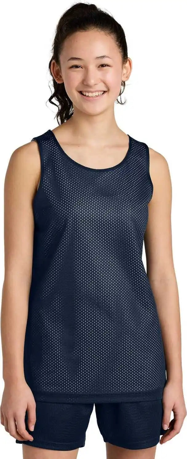 Sport Tek Yst5000 Youth Posicharge Reversible Mesh Tank True Navy/ White