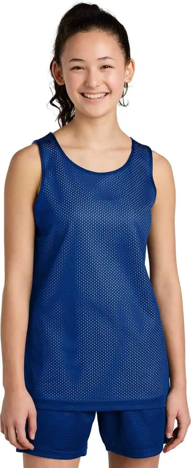 Sport Tek Yst5000 Youth Posicharge Reversible Mesh Tank True Royal/ White