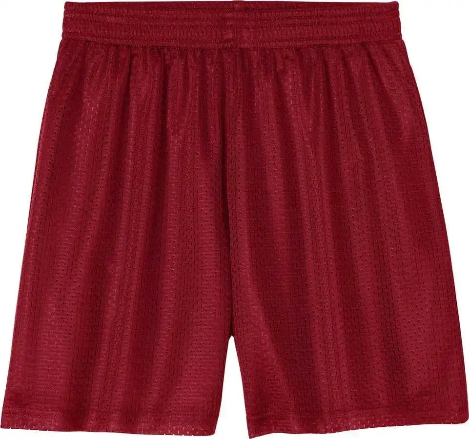 Sport Tek Yst5100 Youth Posicharge Mesh 5’’ Short Deep Red