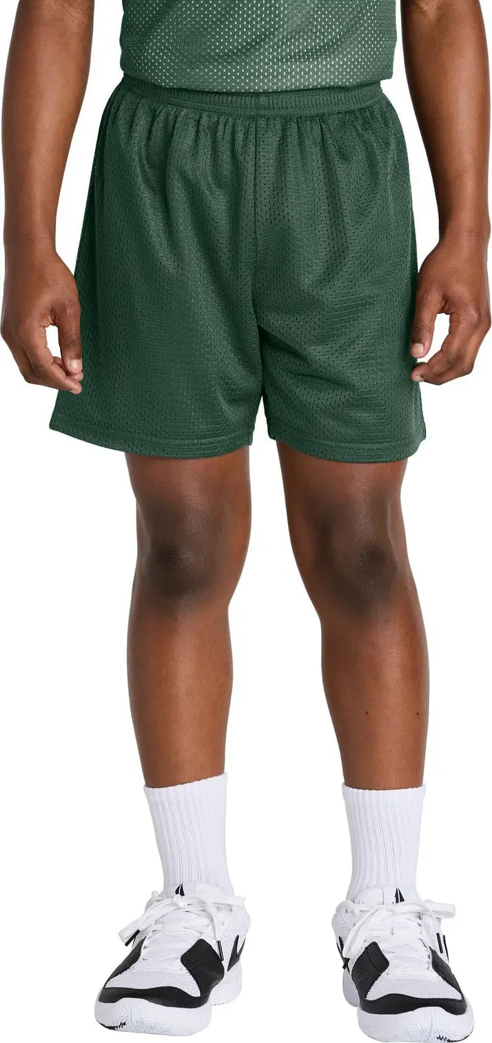 Sport-tek Yst5100 Youth Posicharge Mesh 5’’ Short - Forest Green