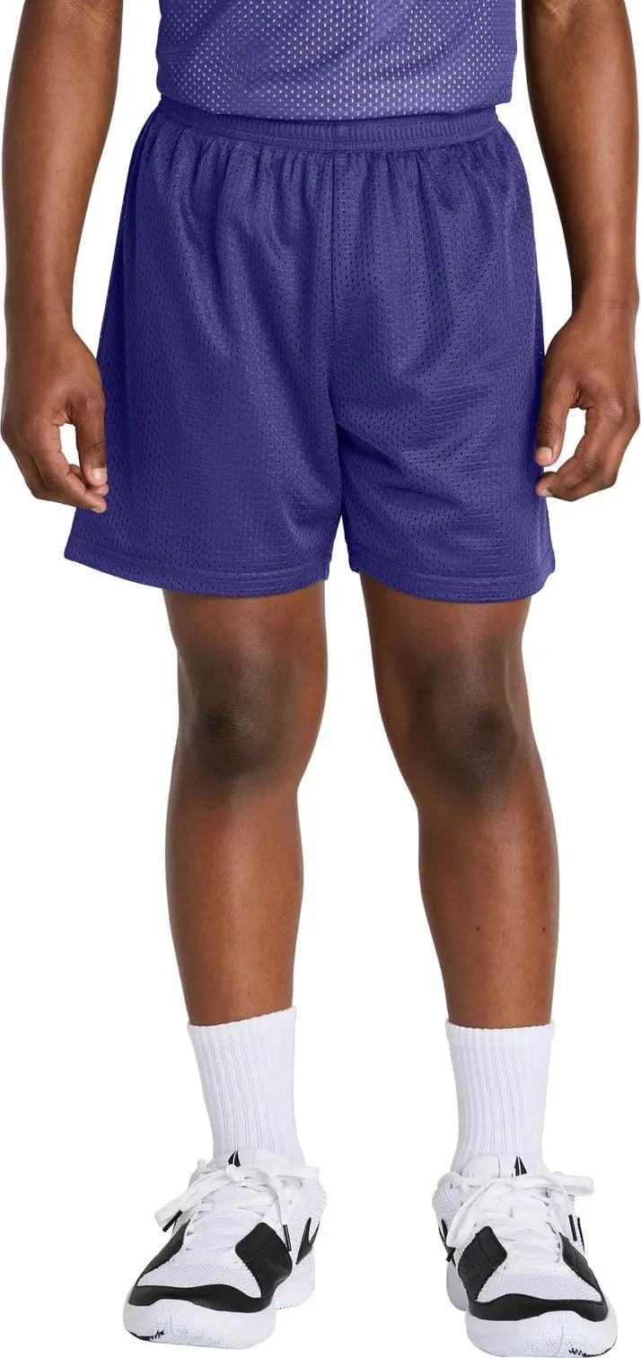Sport-tek Yst5100 Youth Posicharge Mesh 5’’ Short - Purple - Xs