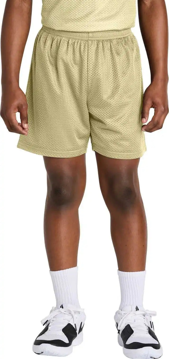 Sport Tek Yst5100 Youth Posicharge Mesh 5’’ Short Vegasgold