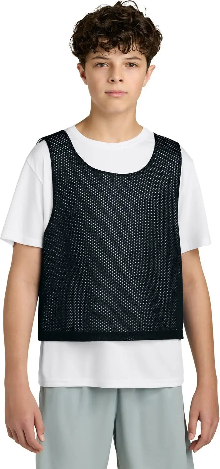 Sport-tek Yst512 Youth Lacrosse Reversible Pinnie - Black/ White / Xs