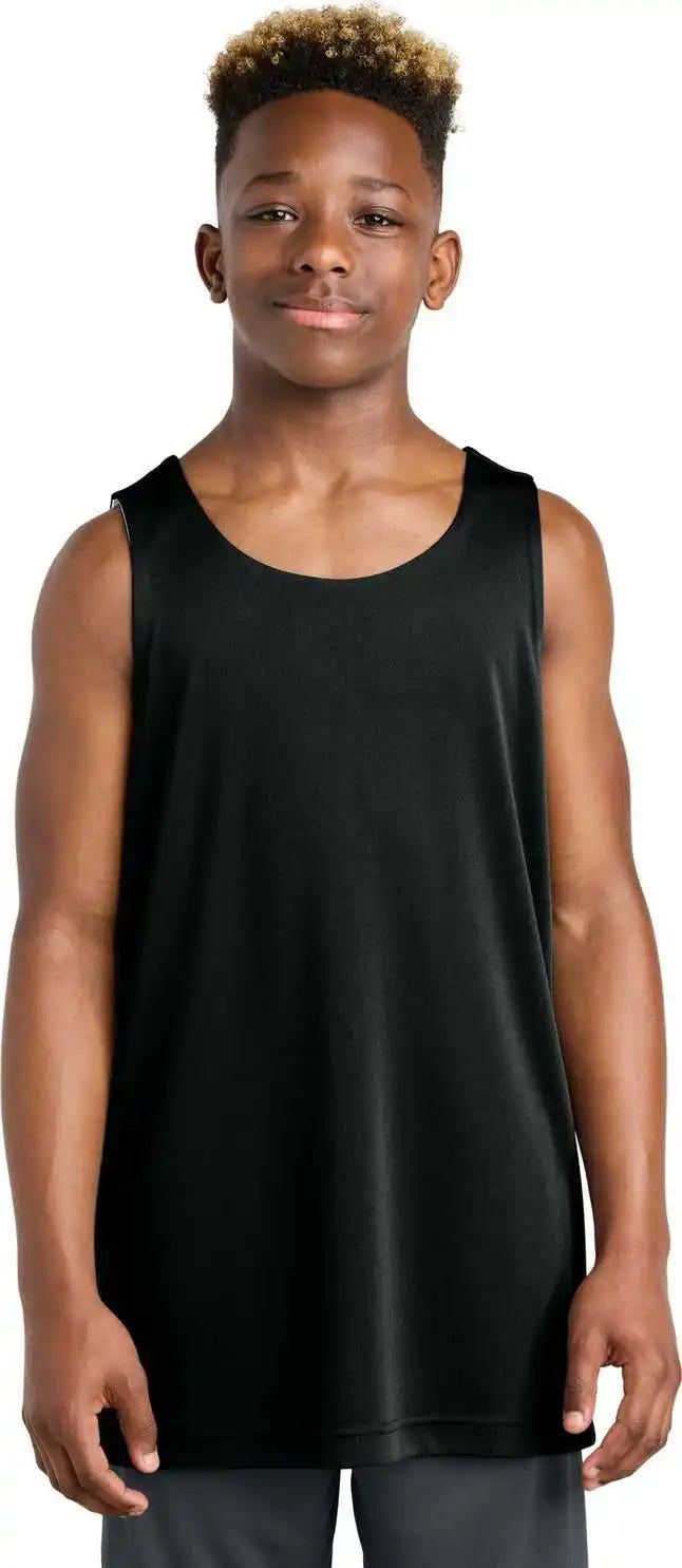Sport Tek Yst551 Youth Posicharge Competitor Rev Tank Black/ White