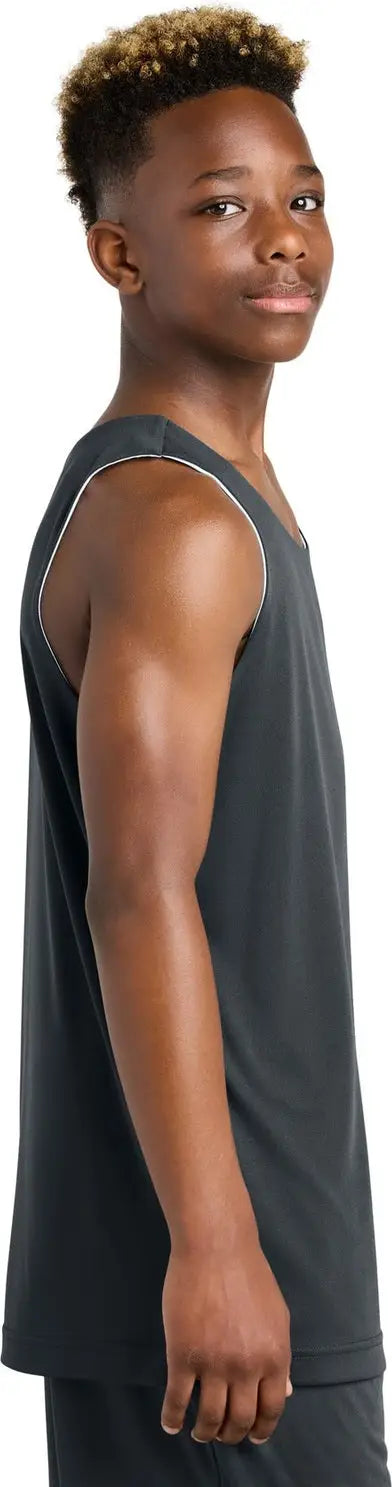 Sport-tek Yst551 Youth Posicharge Competitor Rev Tank - Iron Gray White
