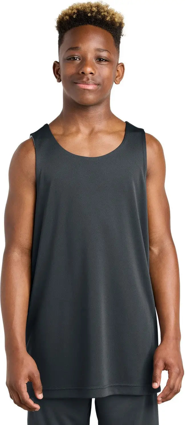 Sport-tek Yst551 Youth Posicharge Competitor Rev Tank - Iron Gray White - Gray/ / Xs