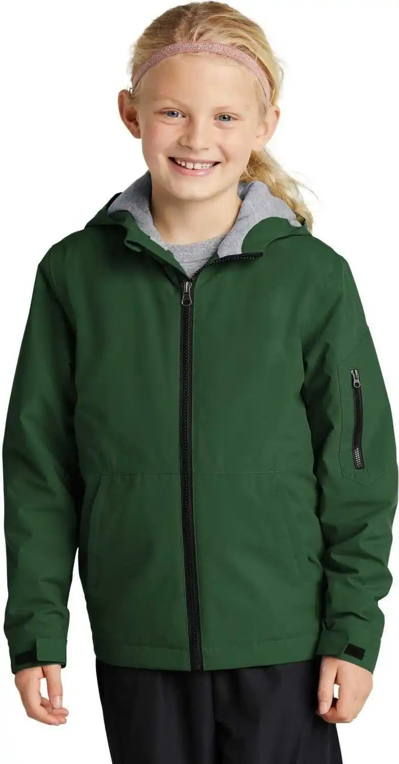 Sport-tek Yst56 Youth Waterproof Insulated Jacket - Forest Green