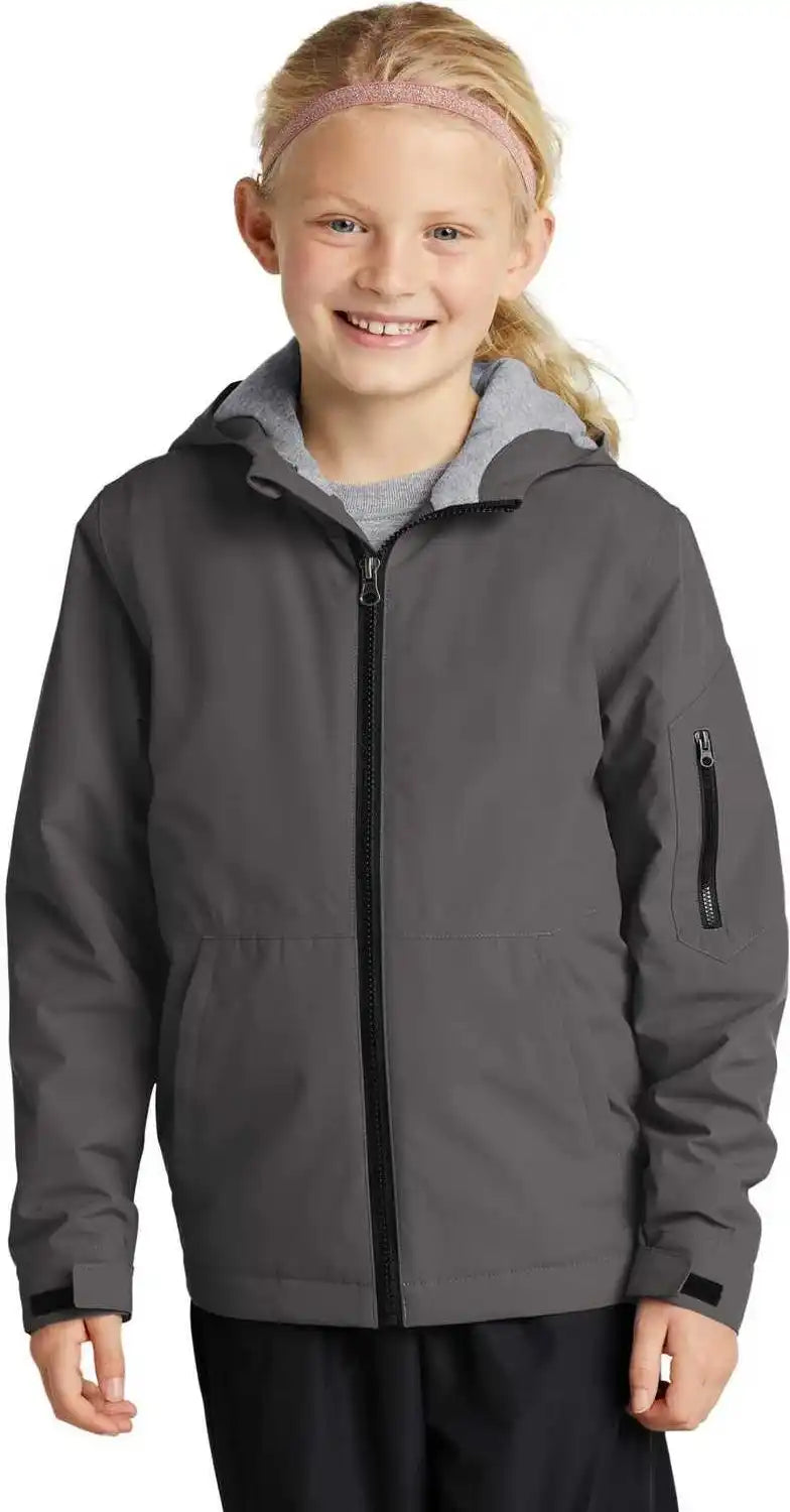 Sport-tek Yst56 Youth Waterproof Insulated Jacket - Graphite