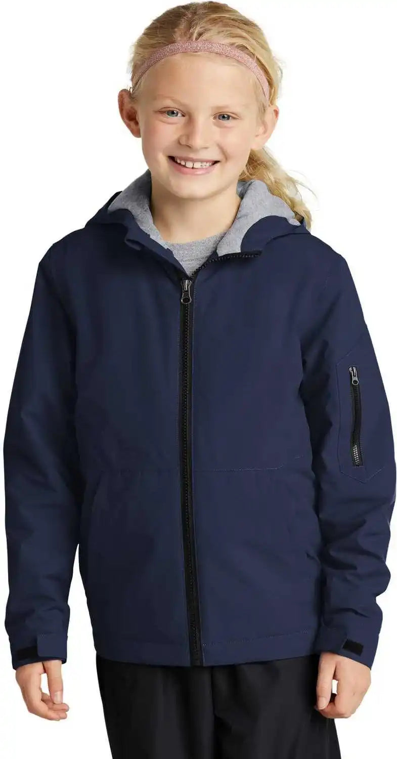 Sport Tek Yst56 Youth Waterproof Insulated Jacket True Navy