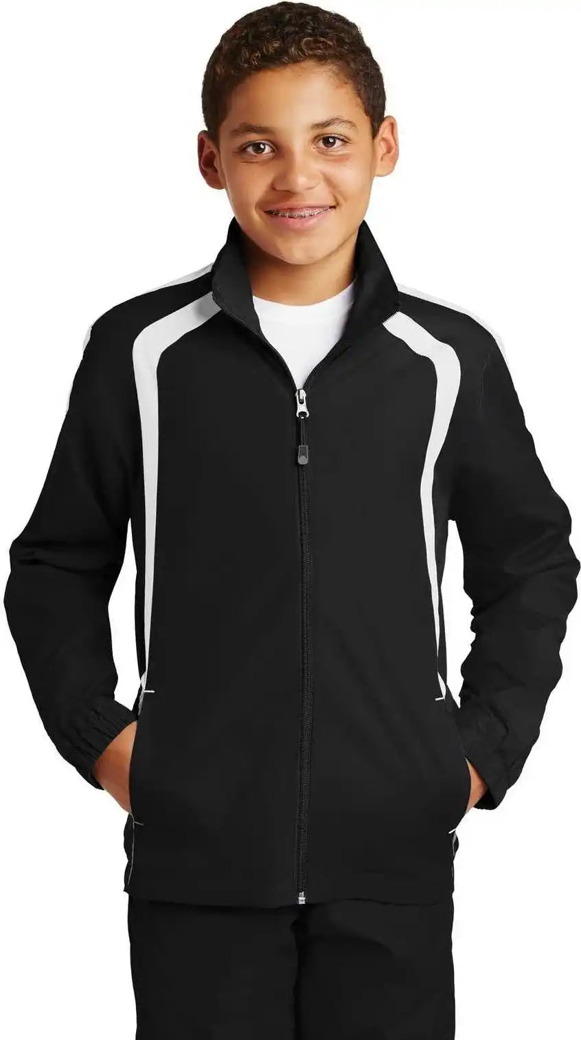 Sport-tek Yst60 Youth Colorblock Raglan Jacket - Black White