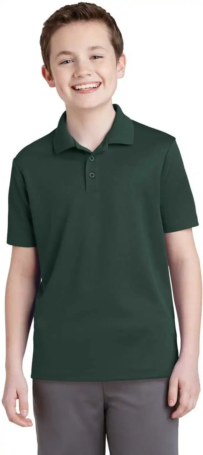 Sport Tek Yst640 Youth Posicharge Racermesh Polo Dark Forest Green