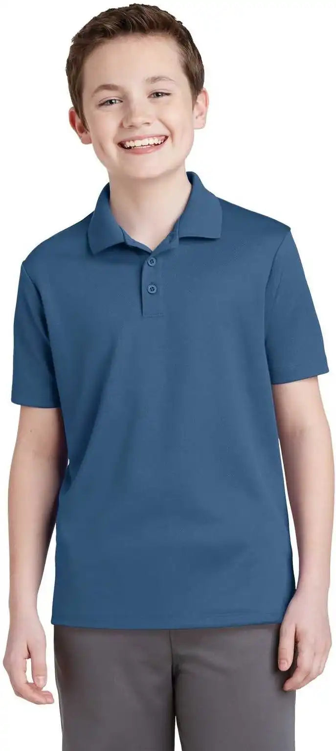 Sport Tek Yst640 Youth Posicharge Racermesh Polo Dawn Blue