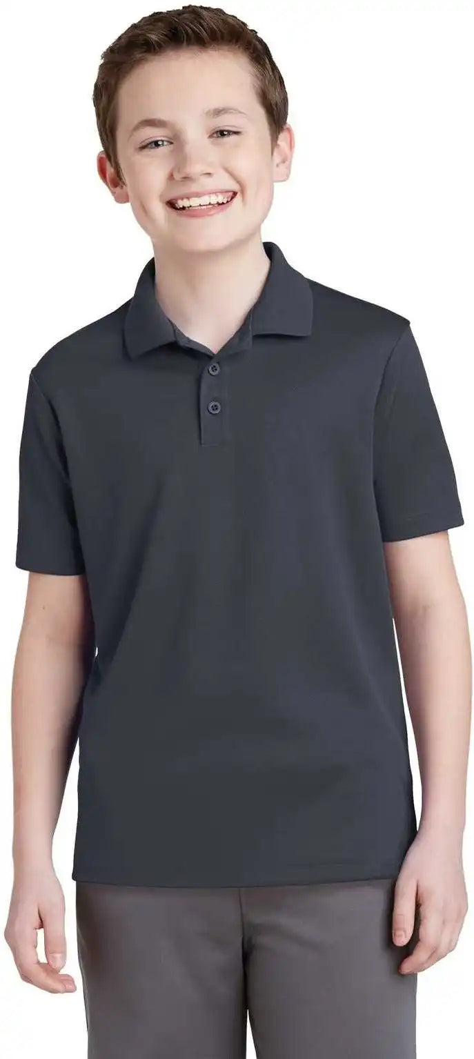 Sport Tek Yst640 Youth Posicharge Racermesh Polo Graphite