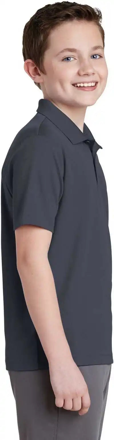 Sport Tek Yst640 Youth Posicharge Racermesh Polo Graphite