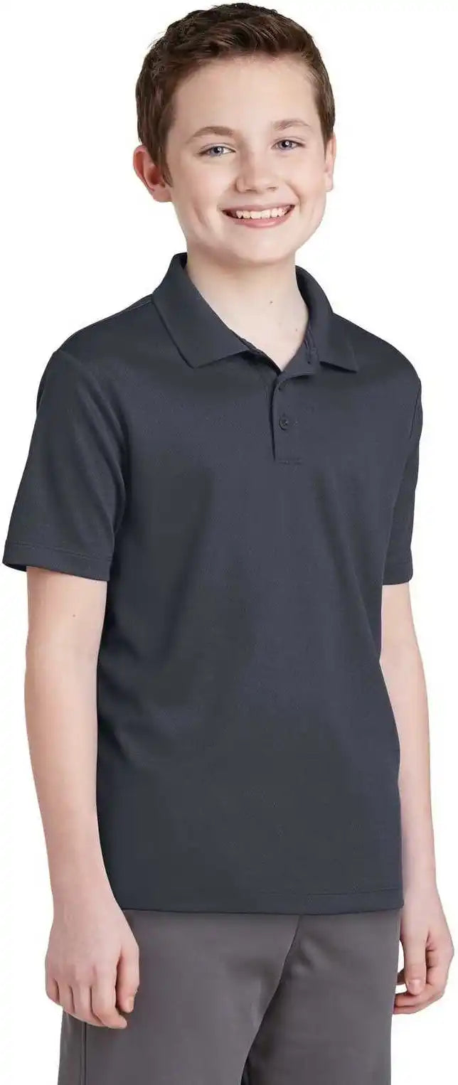Sport Tek Yst640 Youth Posicharge Racermesh Polo Graphite