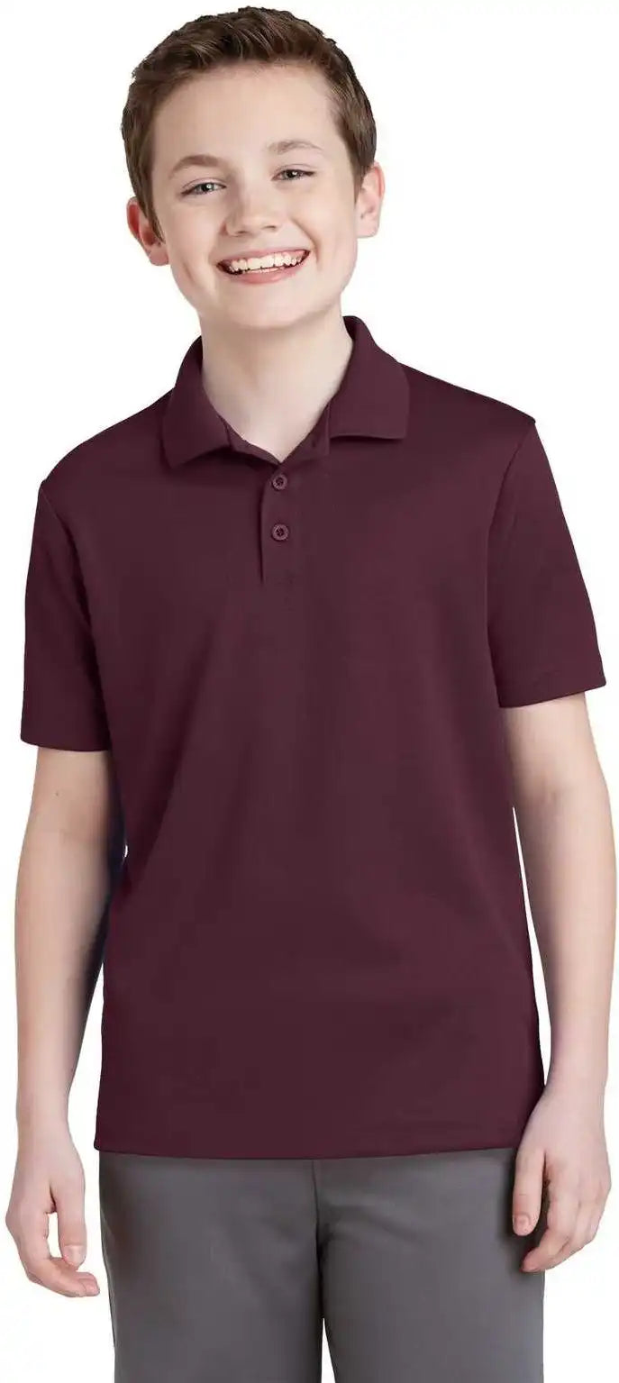 Sport Tek Yst640 Youth Posicharge Racermesh Polo Maroon