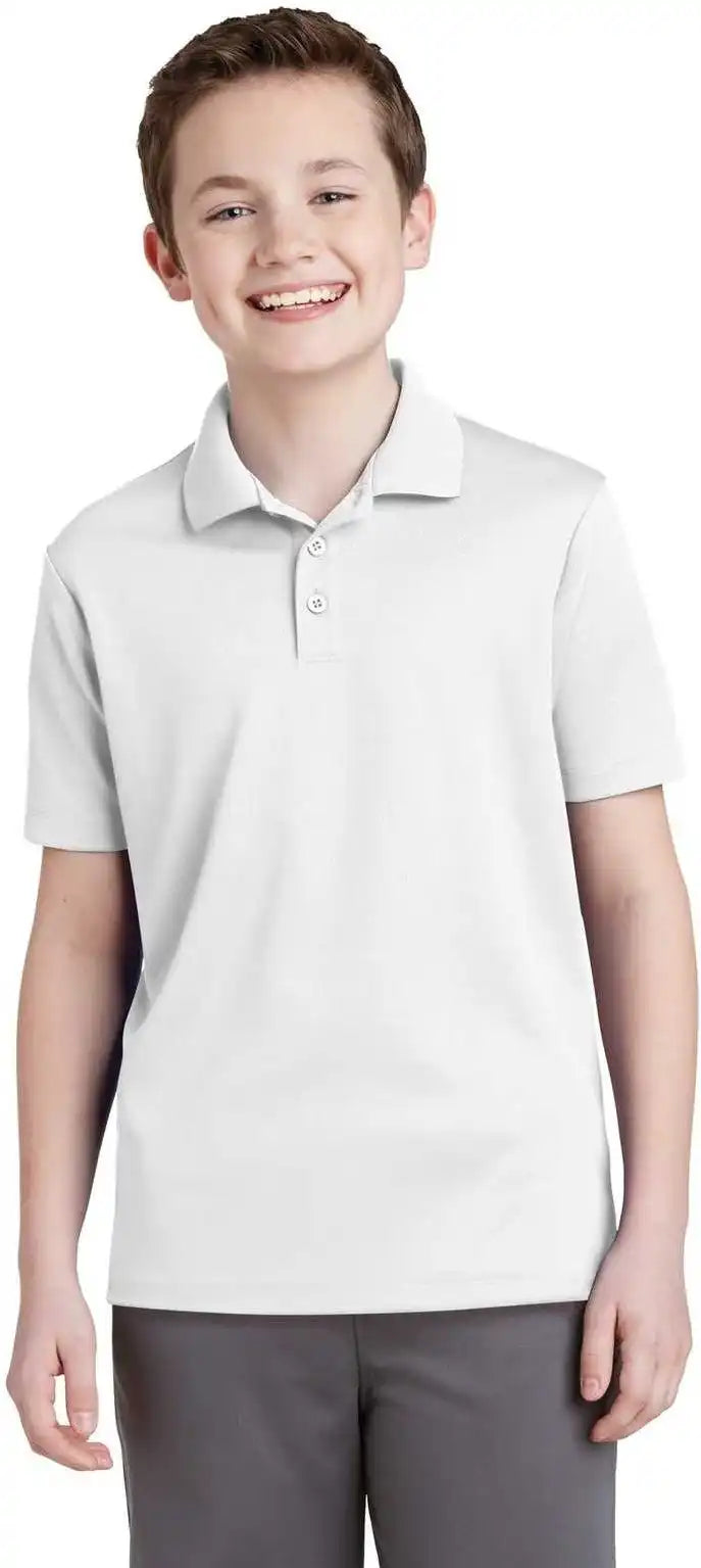 Sport Tek Yst640 Youth Posicharge Racermesh Polo White