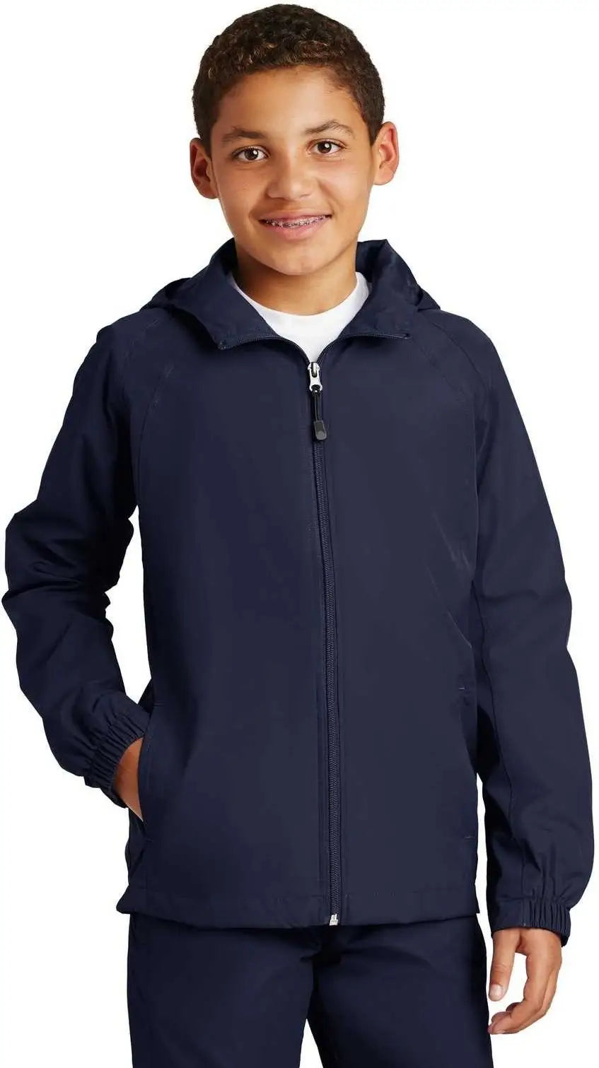 Sport-tek Yst73 Youth Hooded Raglan Jacket - True Navy