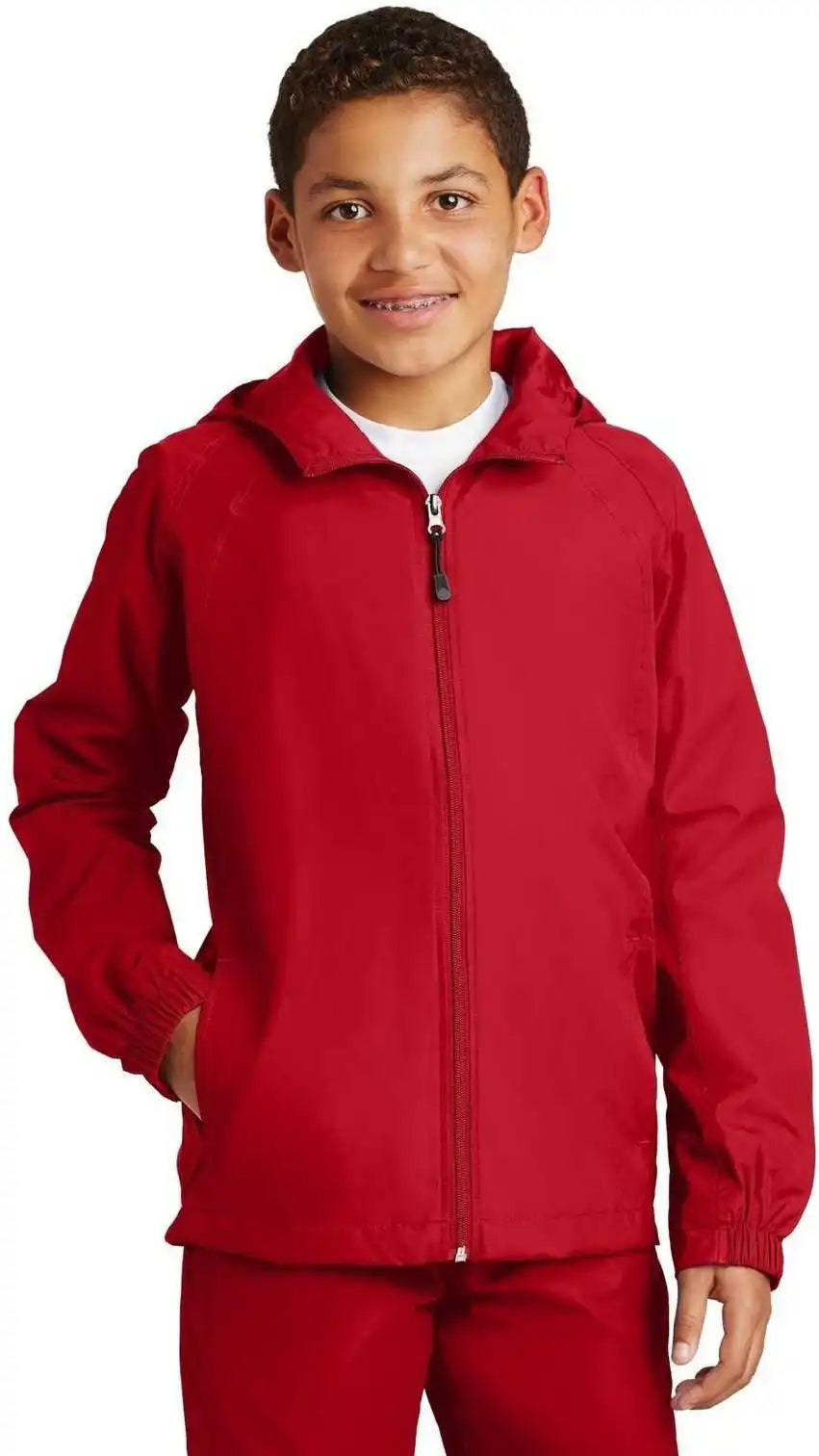 Sport-tek Yst73 Youth Hooded Raglan Jacket - True Red