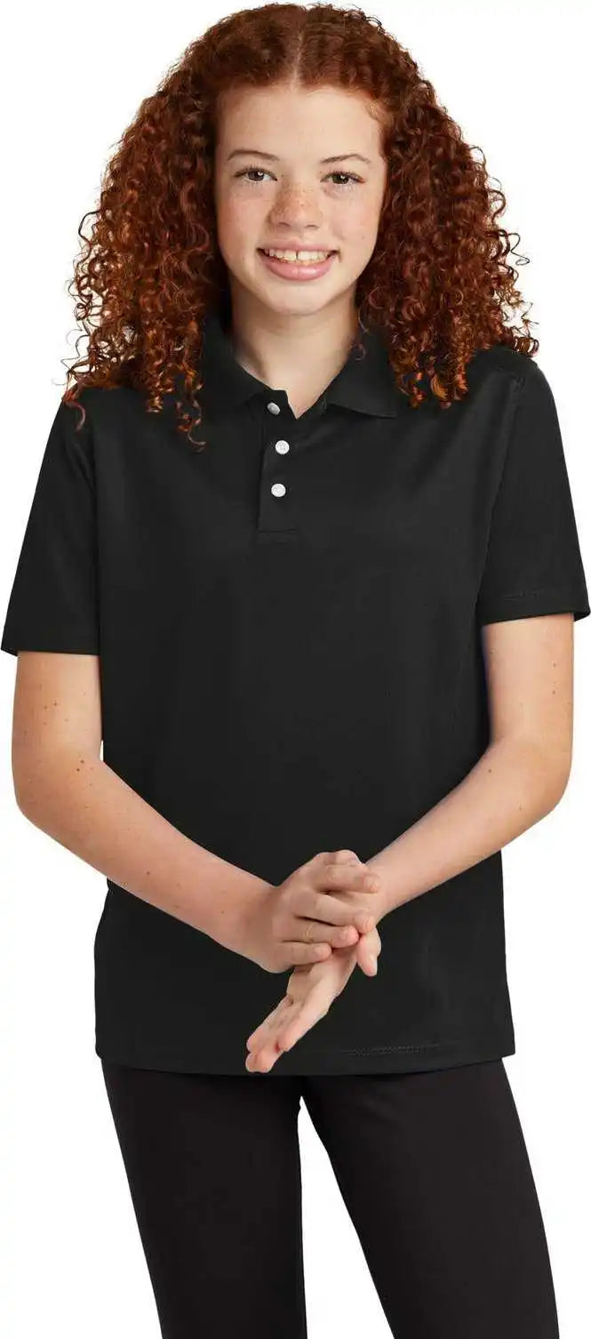 Sport Tek Yst740 Youth Uv Micropique Polo Black