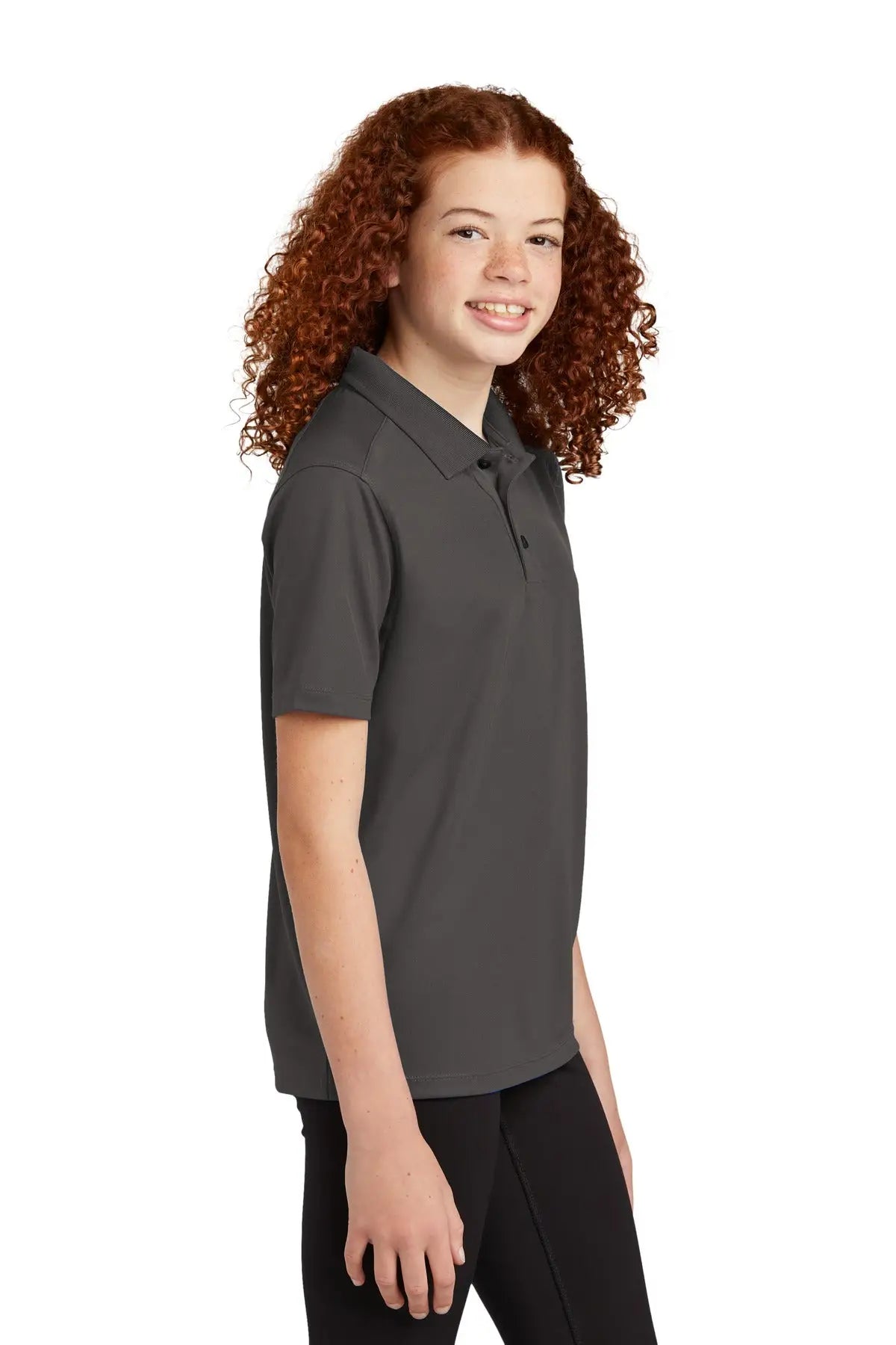 Sport-tek Yst740 Youth Uv Micropique Polo - Graphite