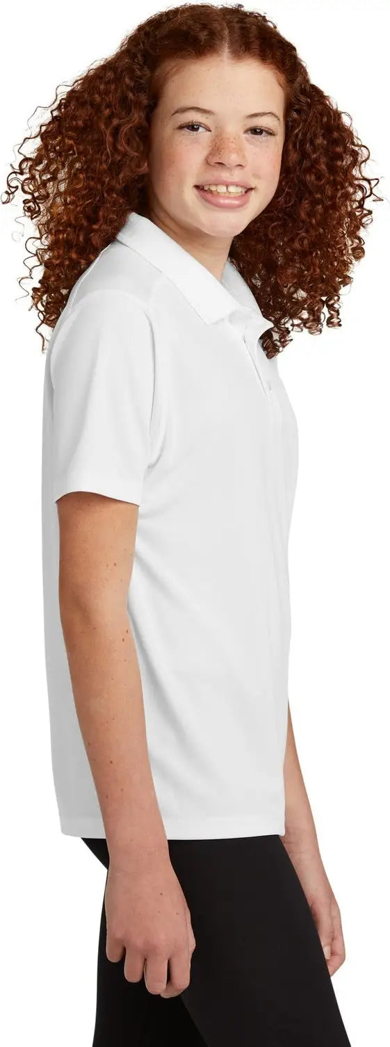 Sport-tek Yst740 Youth Uv Micropique Polo - White