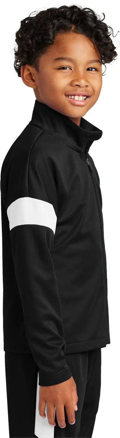 Sport-tek Yst800 Youth Travel Full-zip Jacket - Black White