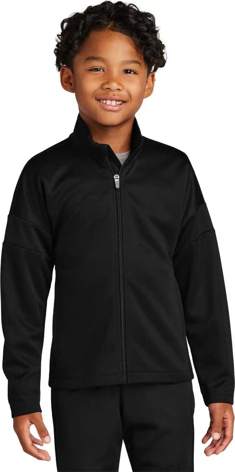 Sport Tek Yst800 Youth Travel Full Zip Jacket Blk/blk