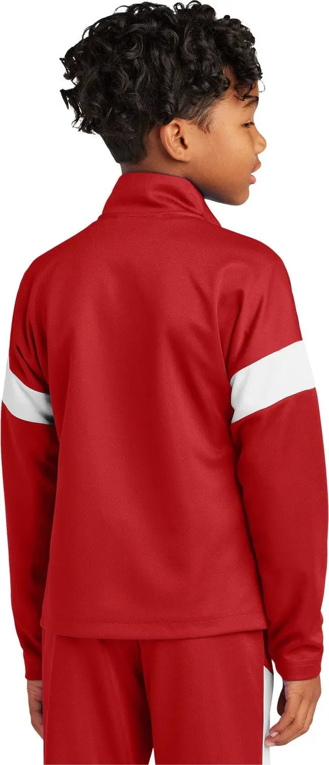Sport-tek Yst800 Youth Travel Full-zip Jacket - Deep Red White