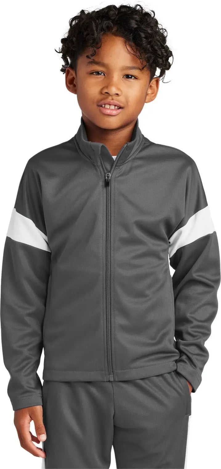 Sport-tek Yst800 Youth Travel Full-zip Jacket - Iron Gray White