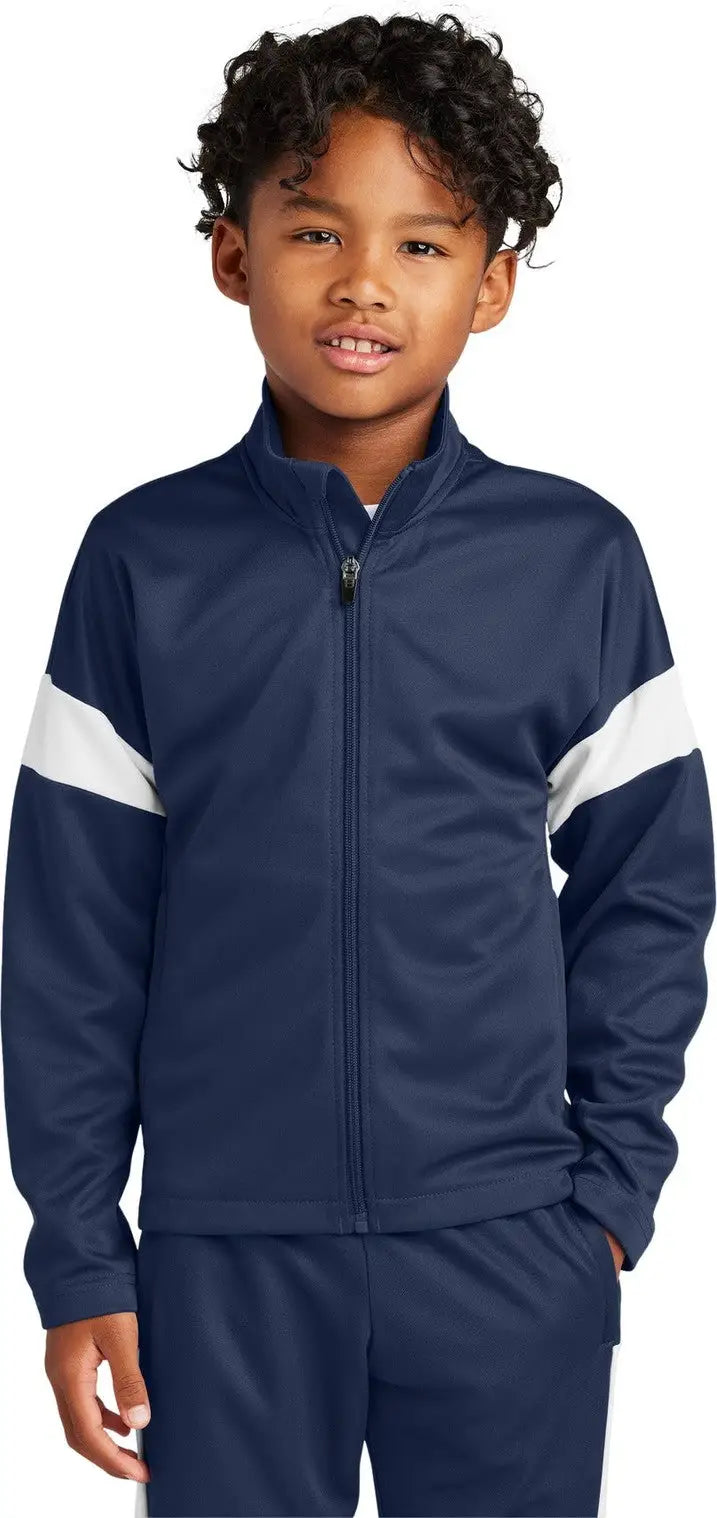Sport-tek Yst800 Youth Travel Full-zip Jacket - True Navy White - Navy/ / Xs