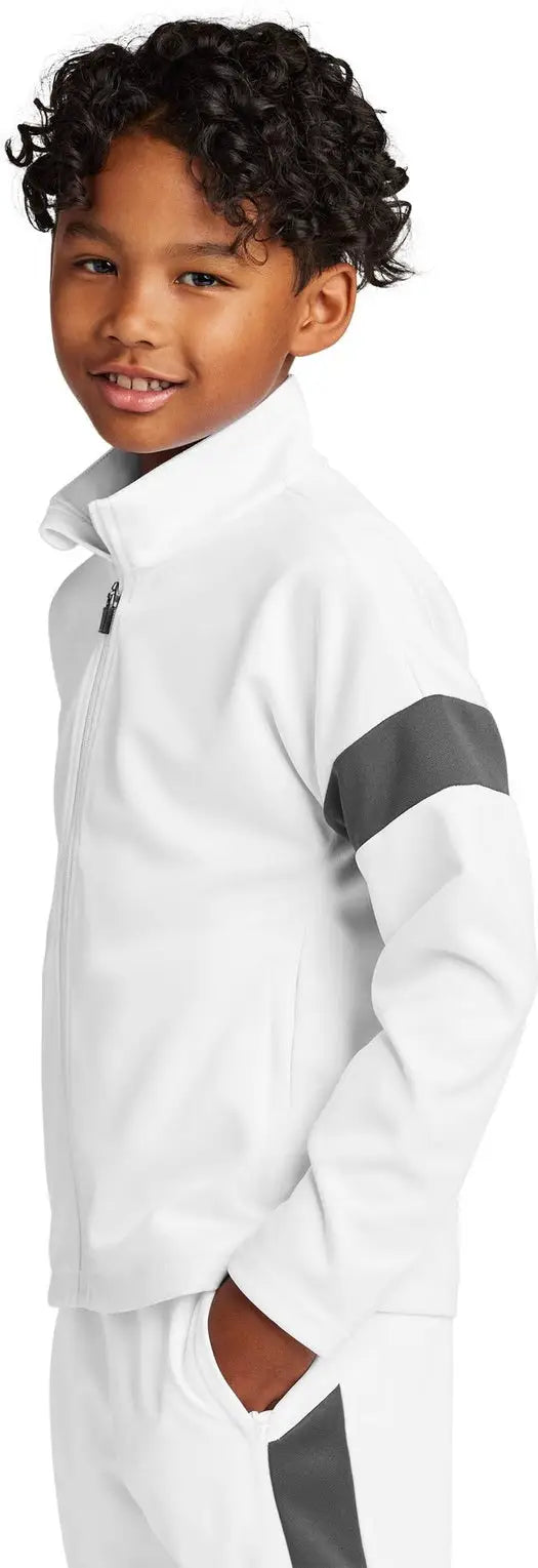 Sport-tek Yst800 Youth Travel Full-zip Jacket - White Iron Gray