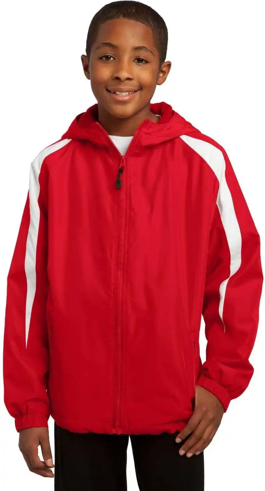 Sport-tek Yst81 Youth Fleece-lined Colorblock Jacket - True Red White