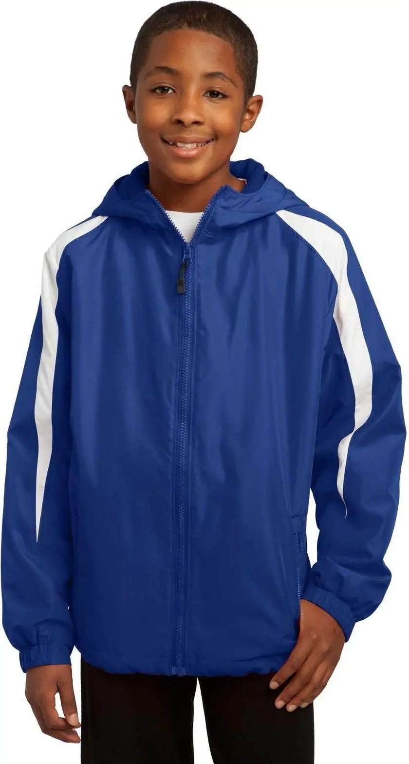 Sport-tek Yst81 Youth Fleece-lined Colorblock Jacket - True Royal White