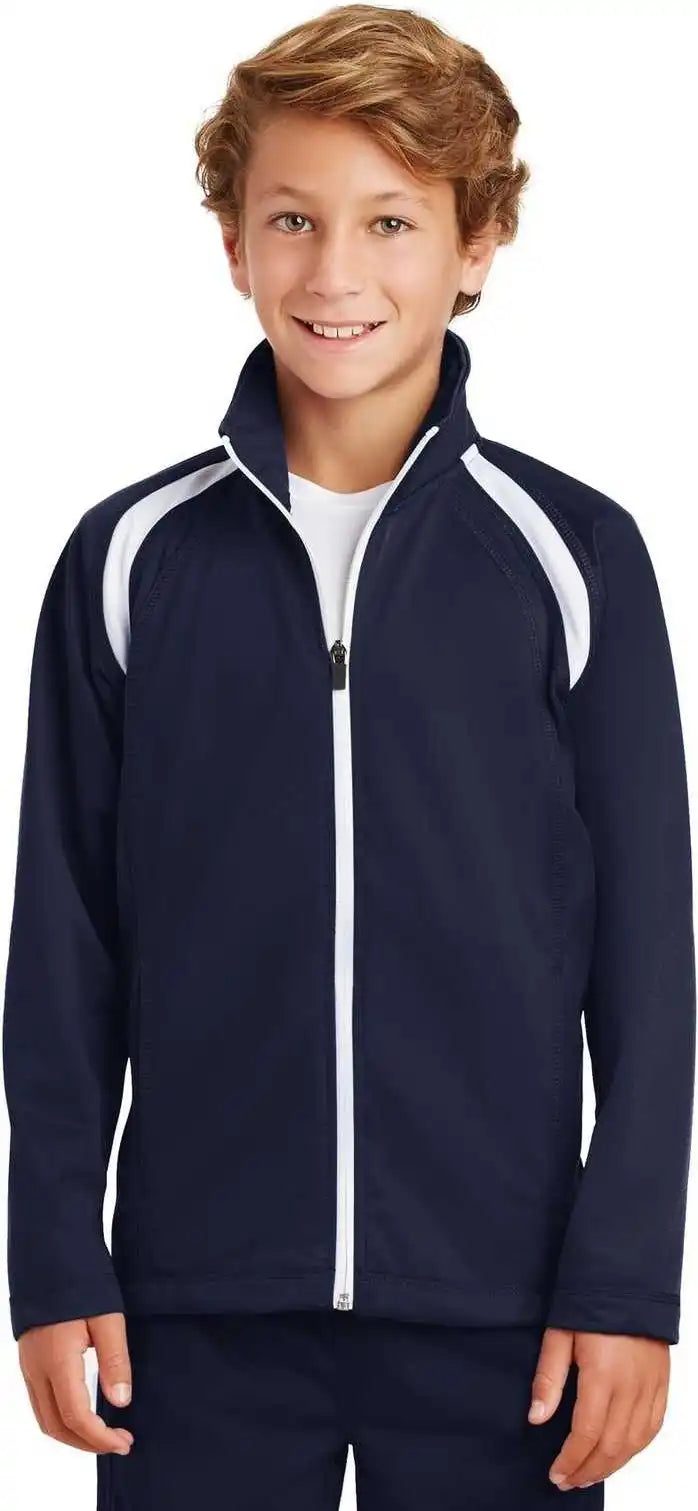 Sport-tek Yst90 Youth Tricot Track Jacket - True Navy White