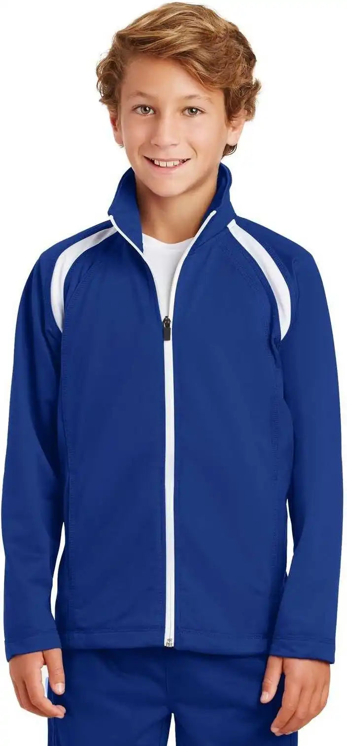 Sport Tek Yst90 Youth Tricot Track Jacket True Royal White