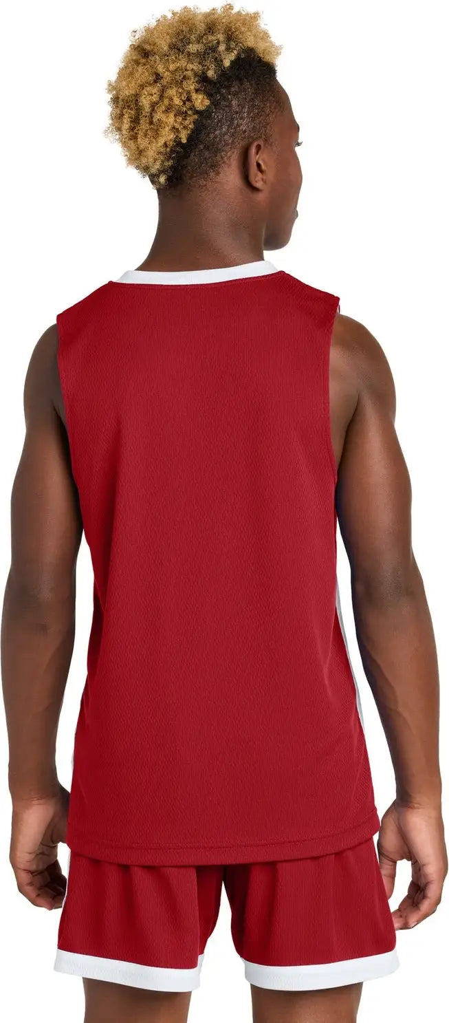 Sport-tek Yst900 Youth Rival Basketball Rev Jersey - Deep Red White