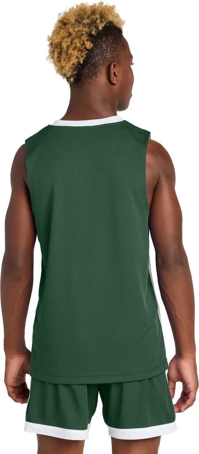 Sport-tek Yst900 Youth Rival Basketball Rev Jersey - Forest Green White