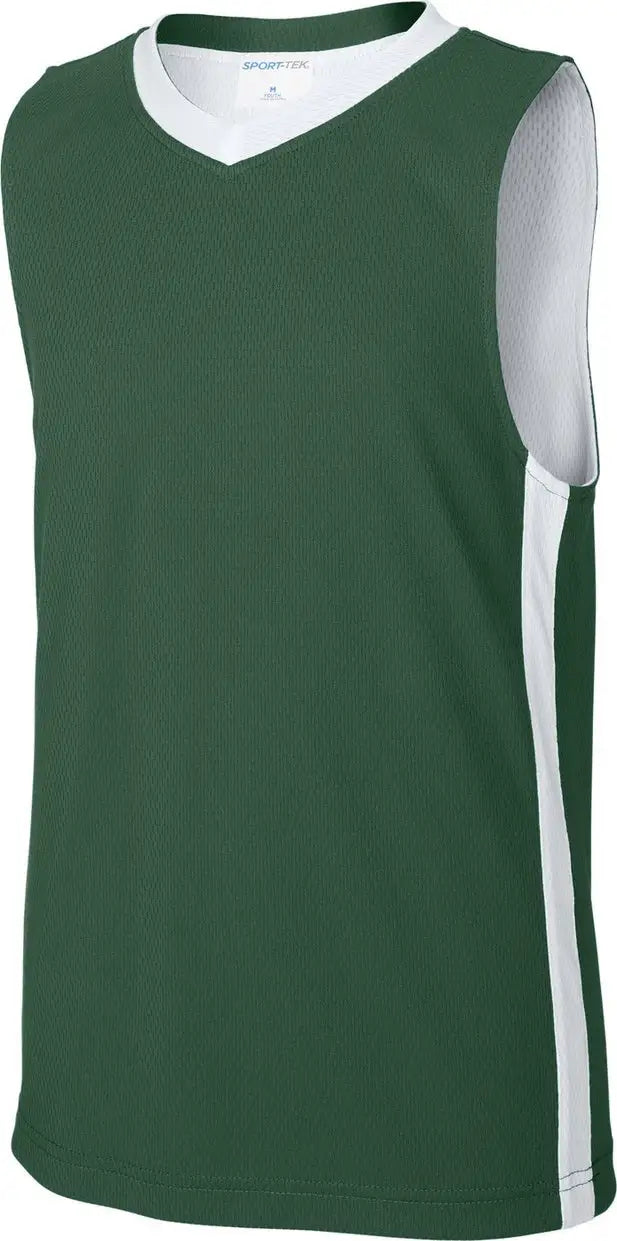 Sport-tek Yst900 Youth Rival Basketball Rev Jersey - Forest Green White