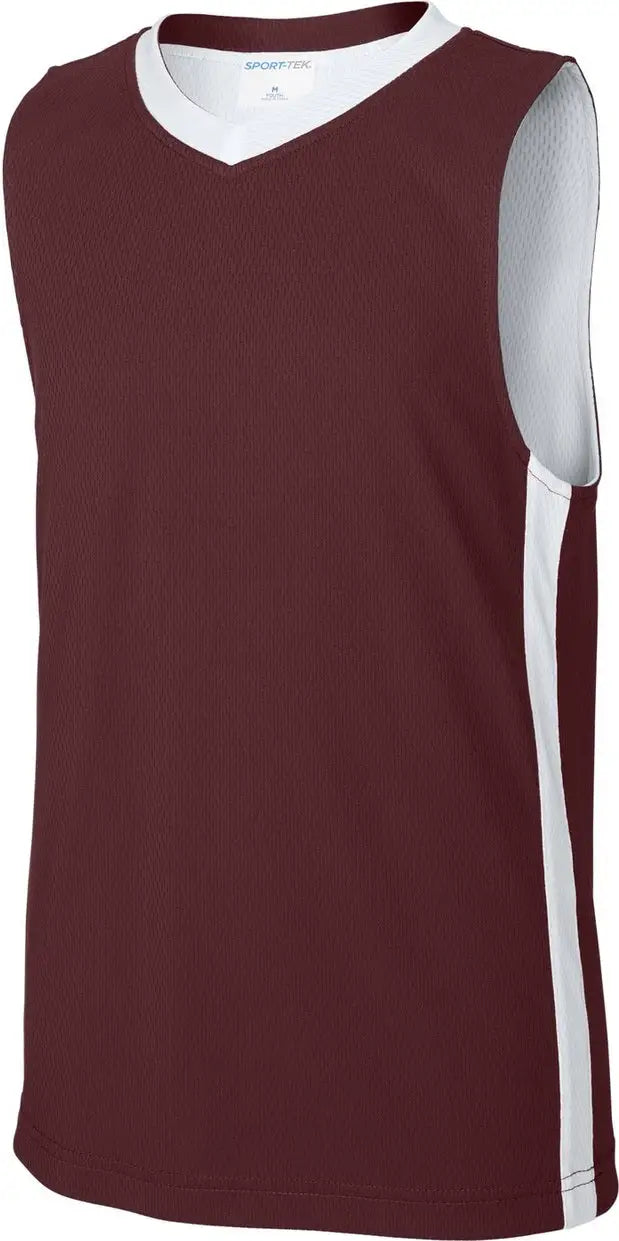 Sport-tek Yst900 Youth Rival Basketball Rev Jersey - Maroon White