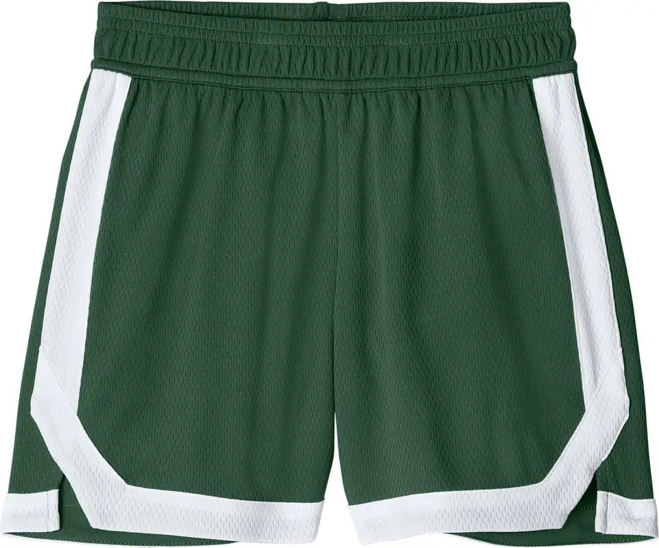 Sport-tek Yst901 Youth Rival Basketball 5’’ Short - Forest Green White