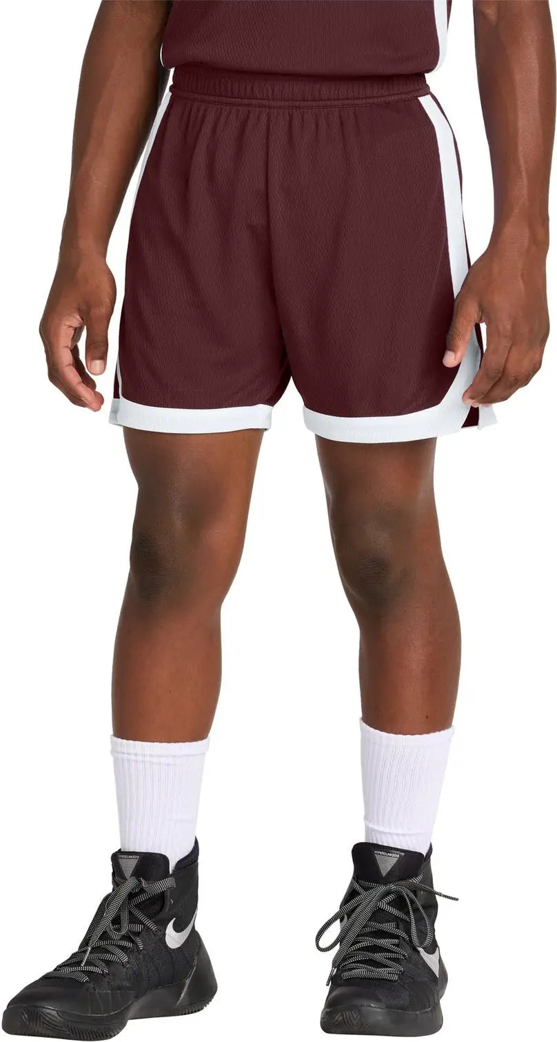 Sport-tek Yst901 Youth Rival Basketball 5’’ Short - Maroon White
