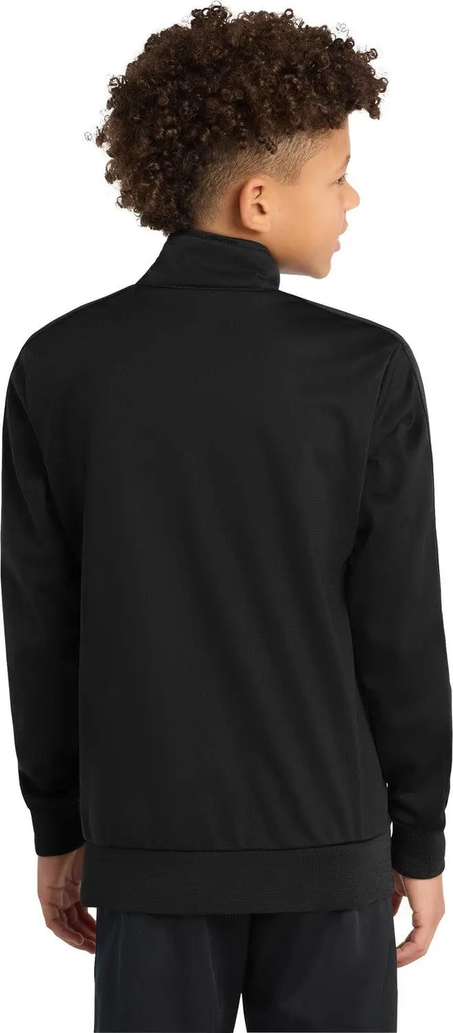Sport-tek Yst94 Youth Tricot Sleeve Stripe Track Jacket - Black