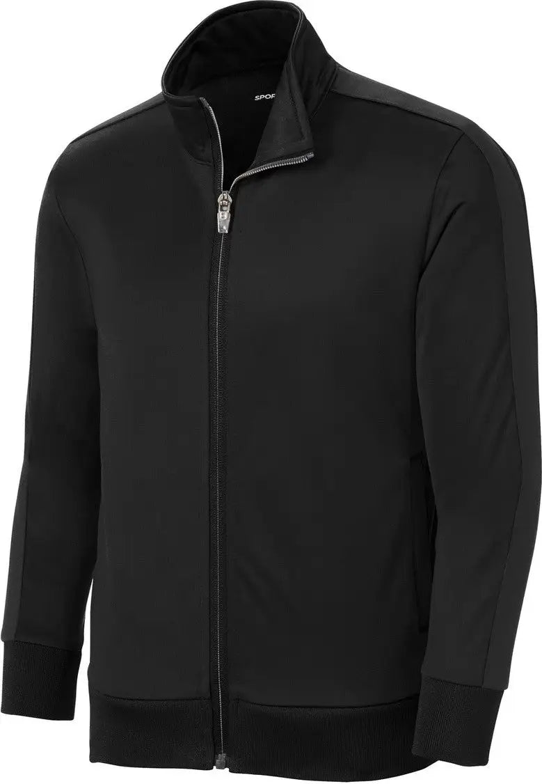 Sport-tek Yst94 Youth Tricot Sleeve Stripe Track Jacket - Black