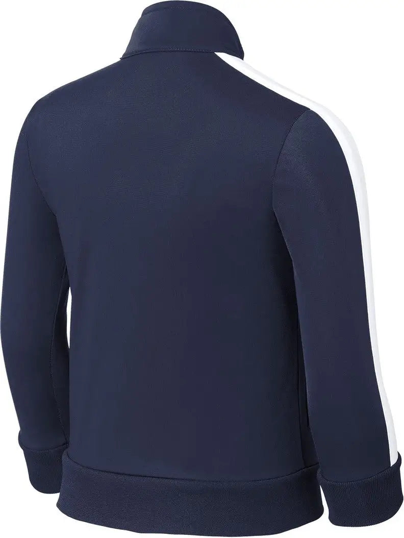 Sport-tek Yst94 Youth Tricot Sleeve Stripe Track Jacket - True Navy White