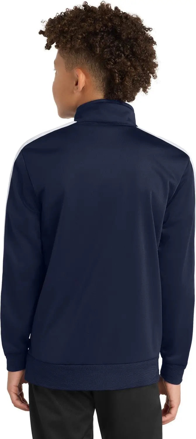 Sport-tek Yst94 Youth Tricot Sleeve Stripe Track Jacket - True Navy White