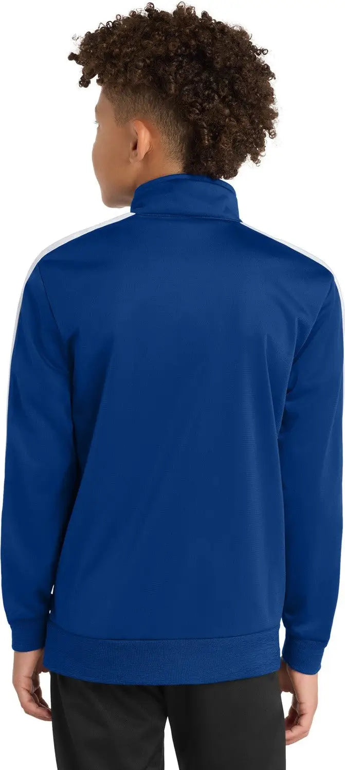 Sport-tek Yst94 Youth Tricot Sleeve Stripe Track Jacket - True Royal White